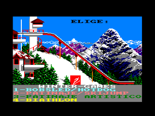 Winter Games title screen for Amstrad CPC